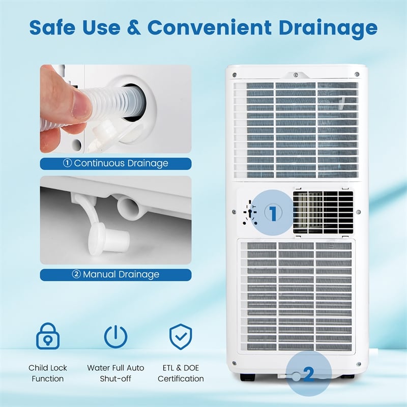 6000BTU (10000 BTU ASHRAE) Portable Air Conditioner with Dehumidifierand