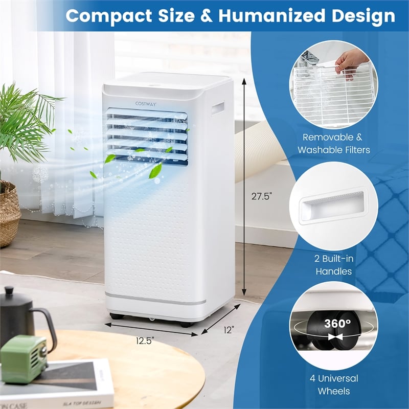 6000BTU (10000 BTU ASHRAE) Portable Air Conditioner with Dehumidifierand