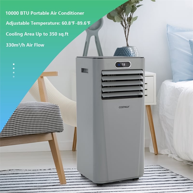 6000 BTU (10000 BTU ASHRAE) Portable Air Conditioner with Remote Control Gray