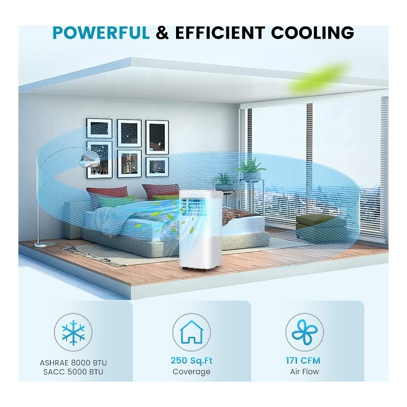 5000 BTU (8000 BTU ASHRAE) Portable Air Conditioner  AC Unit Sleep Mode