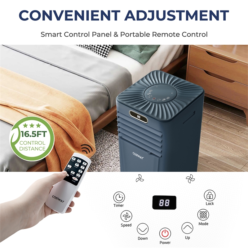 6000 BTU (10000 BTU ASHRAE) Portable Air Conditioner with Remote Control