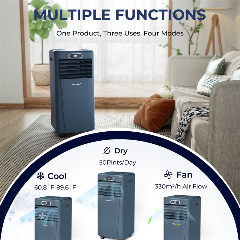 6000 BTU (10000 BTU ASHRAE) Portable Air Conditioner with Remote Control