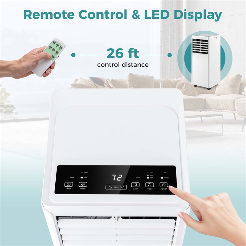 5000 BTU (8000 BTU ASHRAE) Portable Air Conditioner with 24H Timer