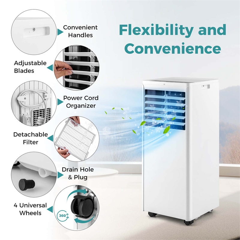 5000 BTU (8000 BTU ASHRAE) Portable Air Conditioner with 24H Timer