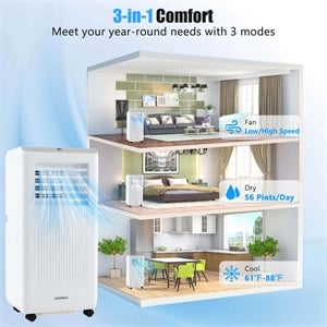 6500 BTU(10000 BTU ASHRAE) Portable Air Conditioner Freestanding Air Cooler