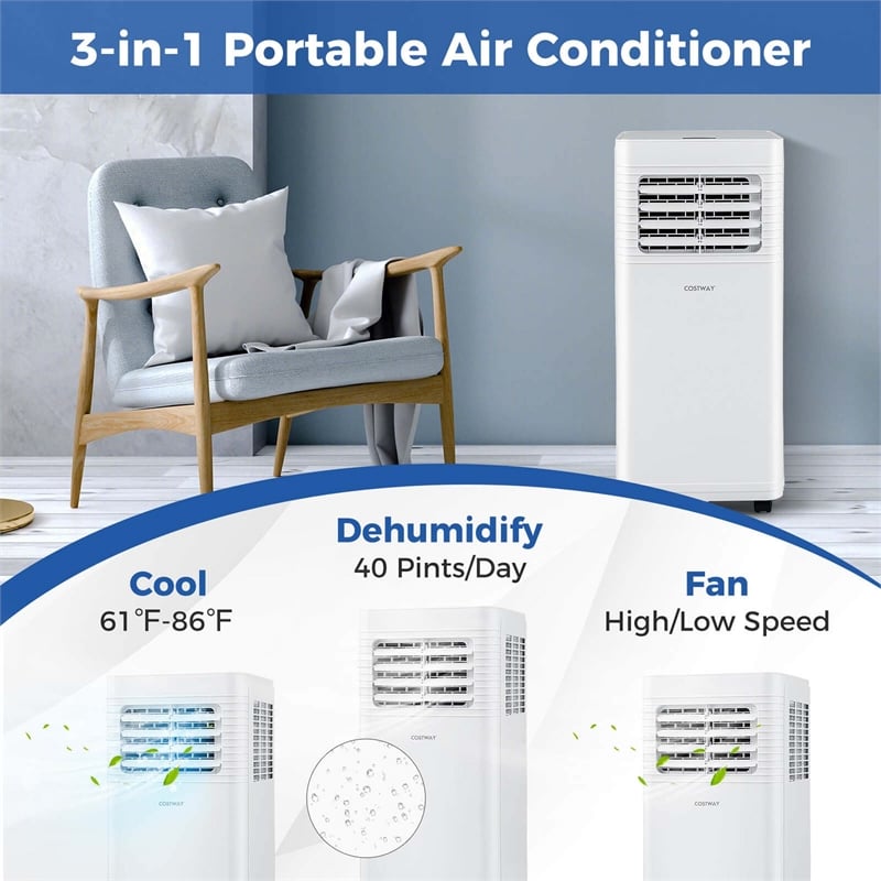Portable Air Conditioner 9000 BTU AC Unit with Fan Dehumidifier Sleep Mode