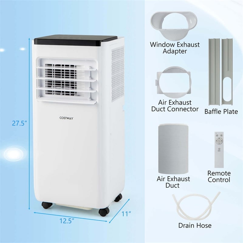 6500 BTU(10000 BTU ASHRAE) Portable Air Conditioner with Fanand Dehumidifier