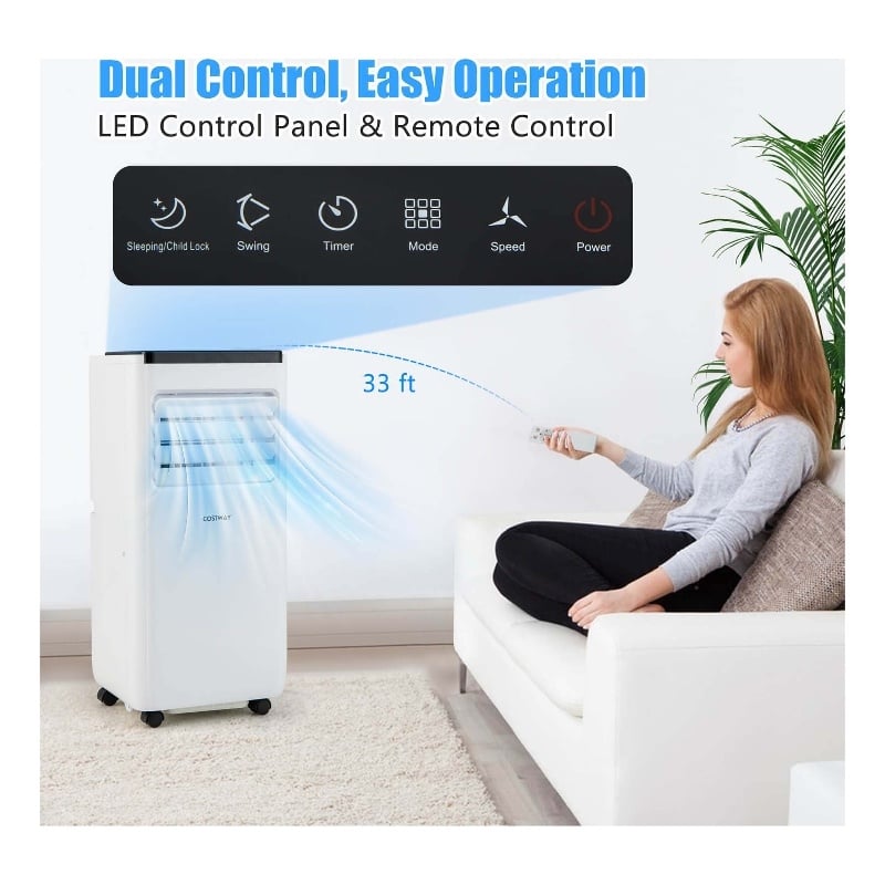 6500 BTU(10000 BTU ASHRAE) Portable Air Conditioner with Fanand Dehumidifier