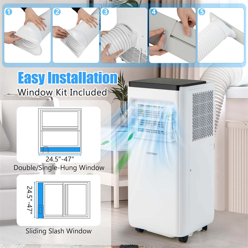 8000 BTU Portable Air Conditioner with Fanand Dehumidifier