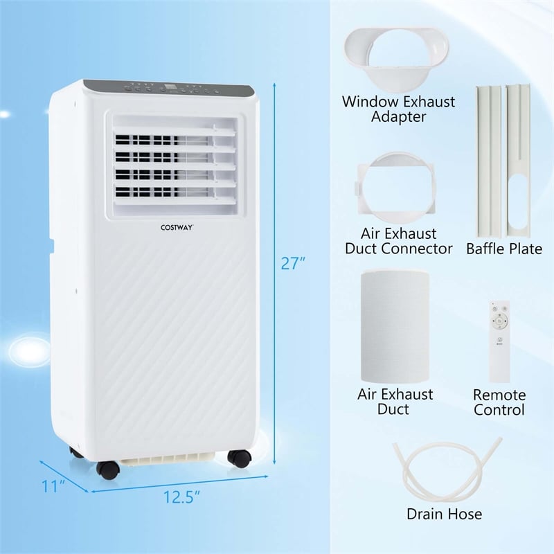 8000 BTU Portable Air Conditioner Air Cooler Dehumidifier Fan 24H Timer