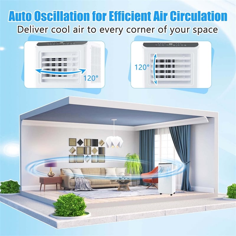 8000 BTU Portable Air Conditioner Air Cooler Dehumidifier Fan 24H Timer