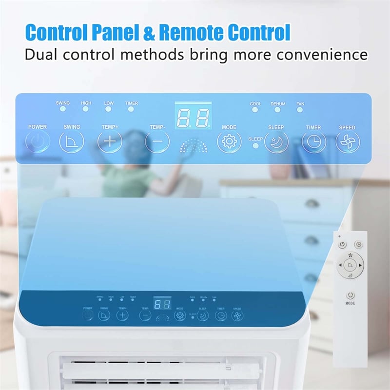 8000 BTU Portable Air Conditioner Air Cooler Dehumidifier Fan 24H Timer