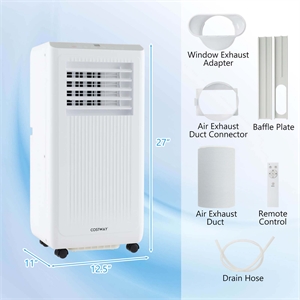 8000 BTU Portable Air Conditioner Freestanding Air Cooler with Dehumidifier