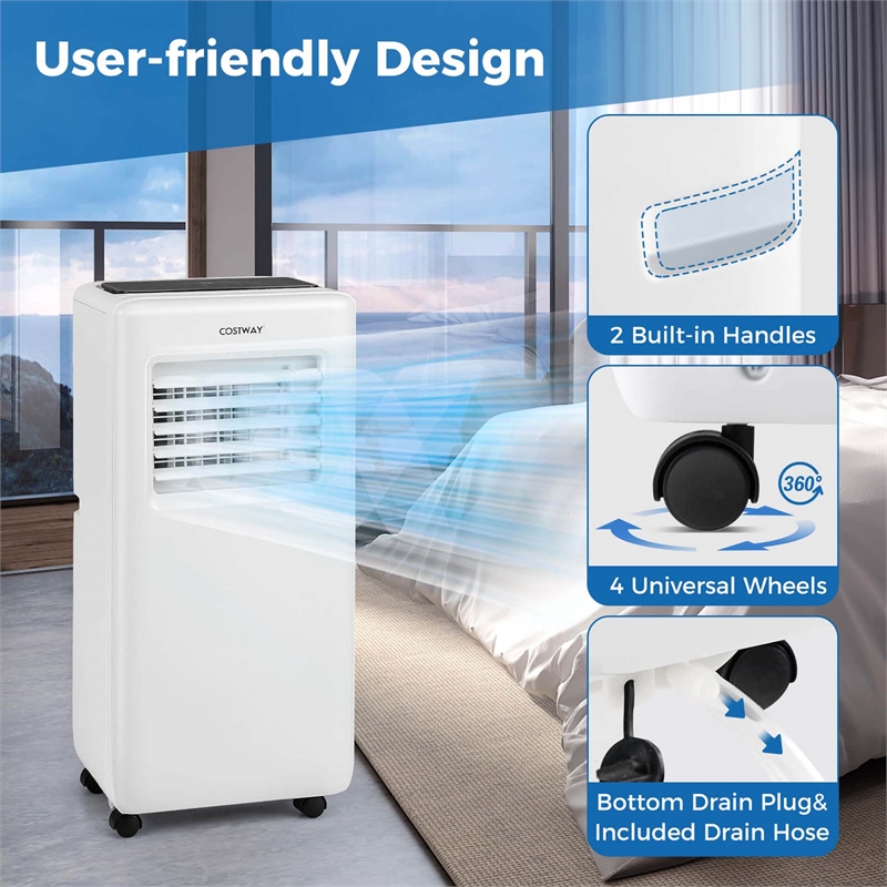 6500 BTU(ASHRAE 10000 BTU) Portable Air Conditioner with Fanand Dehumidifier