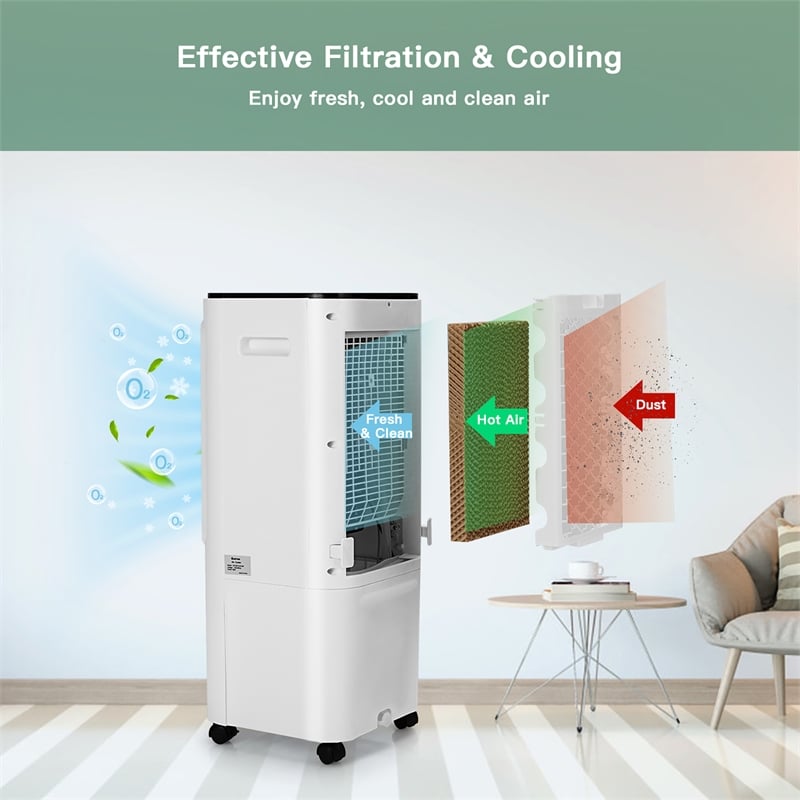 4 in 1 Portable Evaporative Air Cooler 12L Water Tank 4 Ice Boxes White