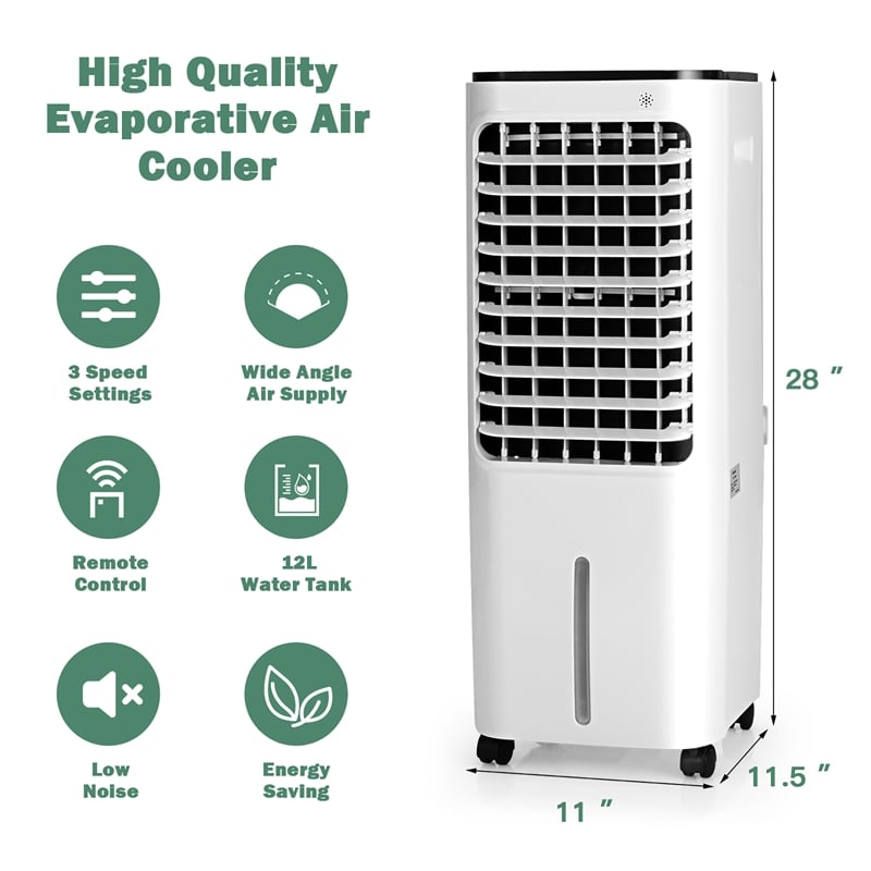 4 in 1 Portable Evaporative Air Cooler 12L Water Tank 4 Ice Boxes White