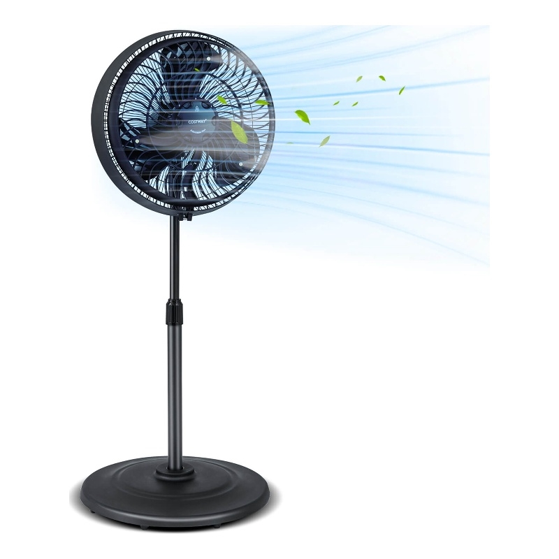 16inch Oscillating Fan Misting Pedestal Fan with Hose Connector Black Black