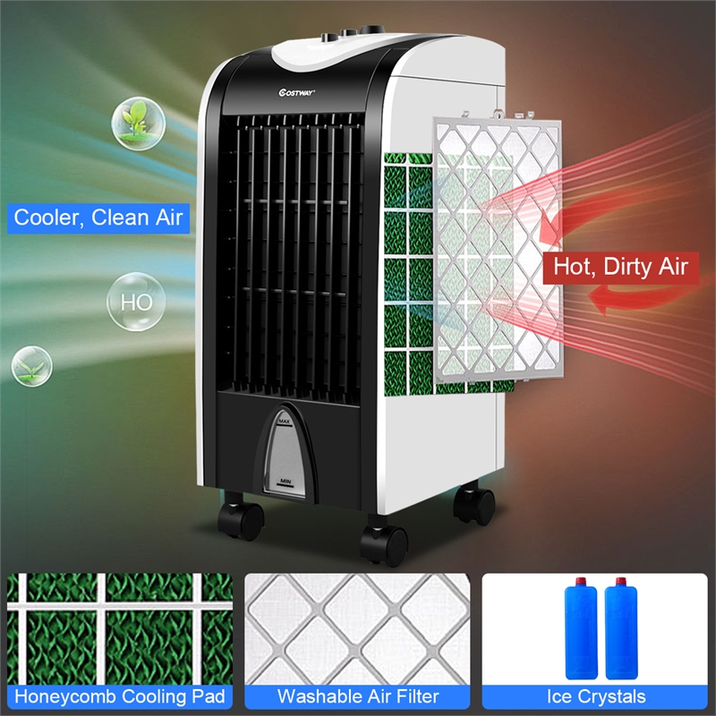 Evaporative Portable Cooler Fan Humidify Air Cooler White