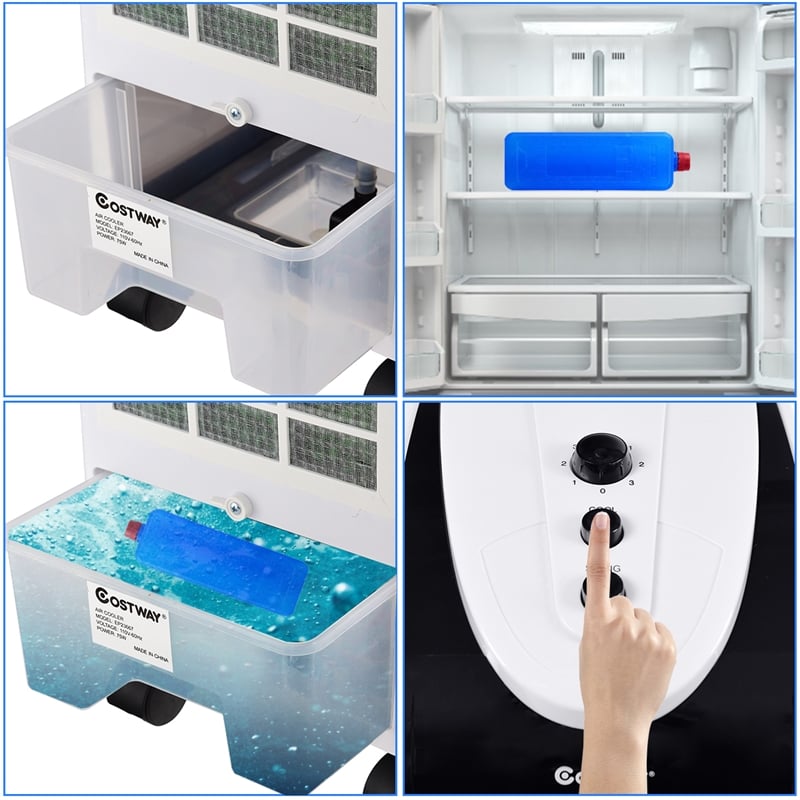 Evaporative Portable Cooler Fan Humidify Air Cooler White