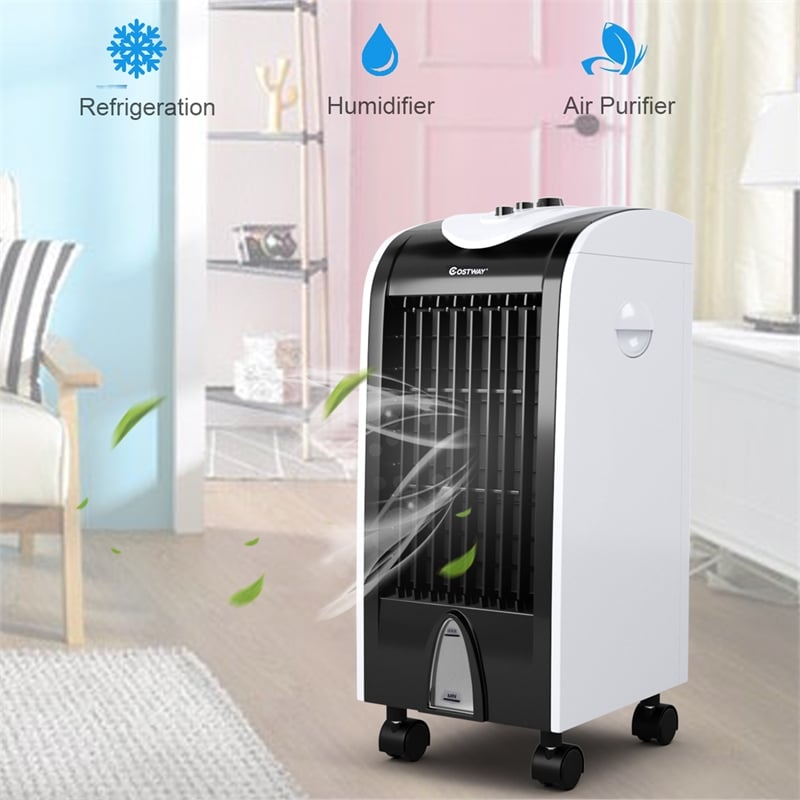 Evaporative Portable Cooler Fan Humidify Air Cooler White