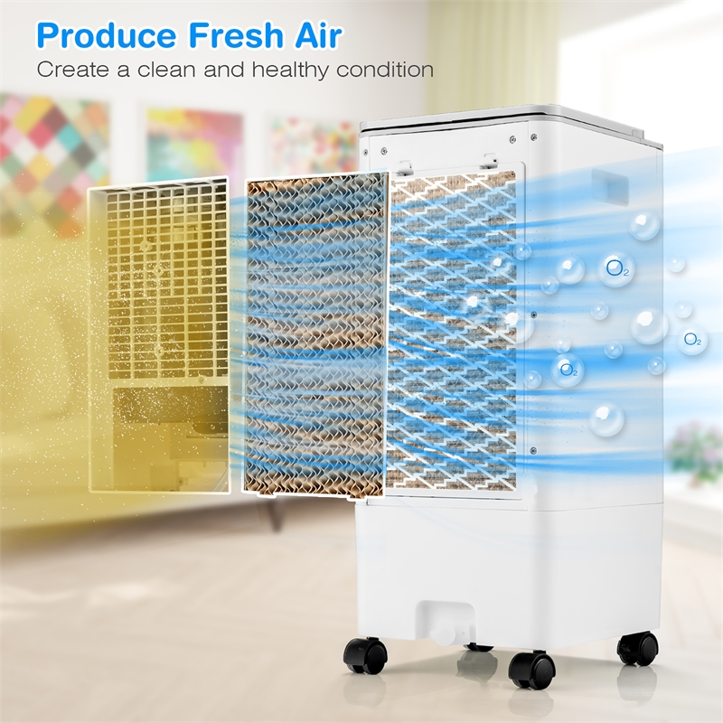 3 in 1 Evaporative Air Cooler Portable Air Cooling Fan with Fan White