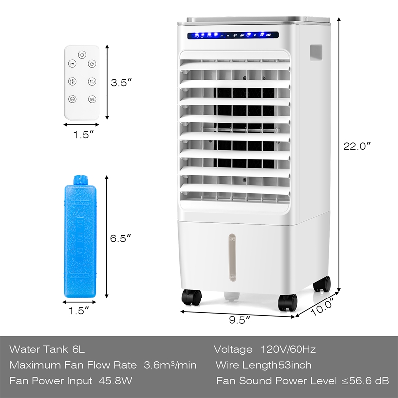 3 in 1 Evaporative Air Cooler Portable Air Cooling Fan with Fan White