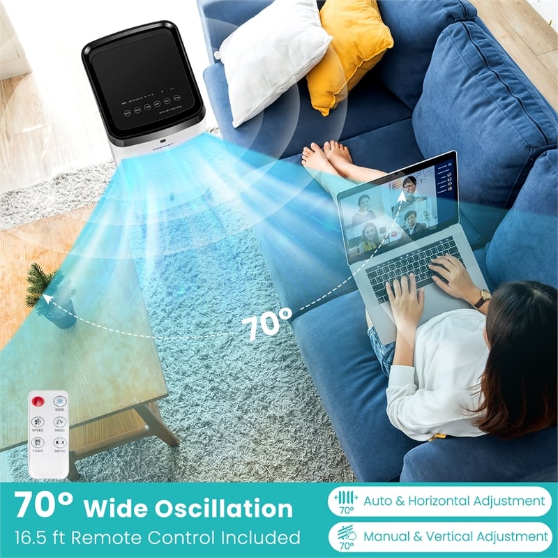 4 in 1 Evaporative Air Cooler with Fan and Humidifier Ice Packs White