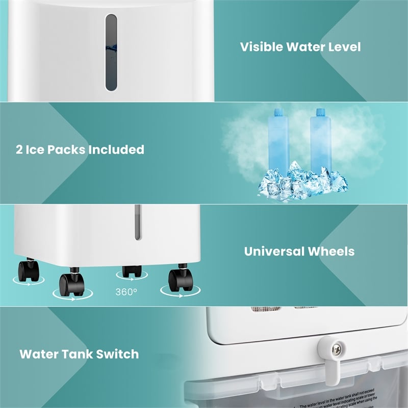 4 in 1 Evaporative Air Cooler with Fan and Humidifier Ice Packs White