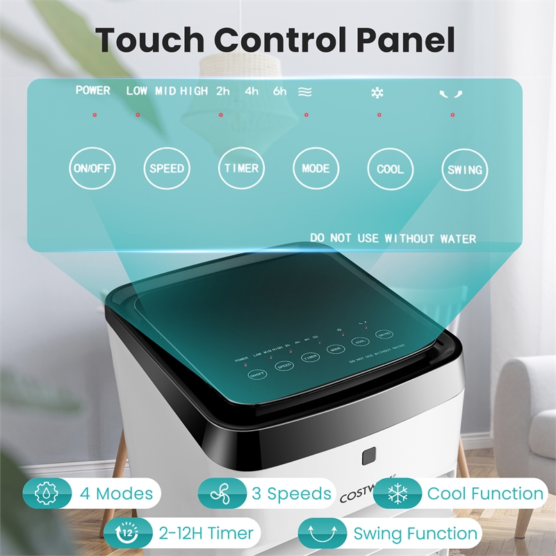 4 in 1 Evaporative Air Cooler with Fan and Humidifier Ice Packs White