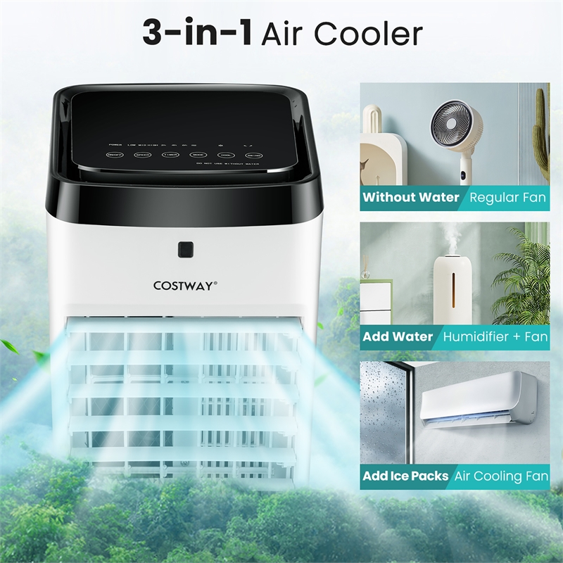 4 in 1 Evaporative Air Cooler with Fan and Humidifier Ice Packs White