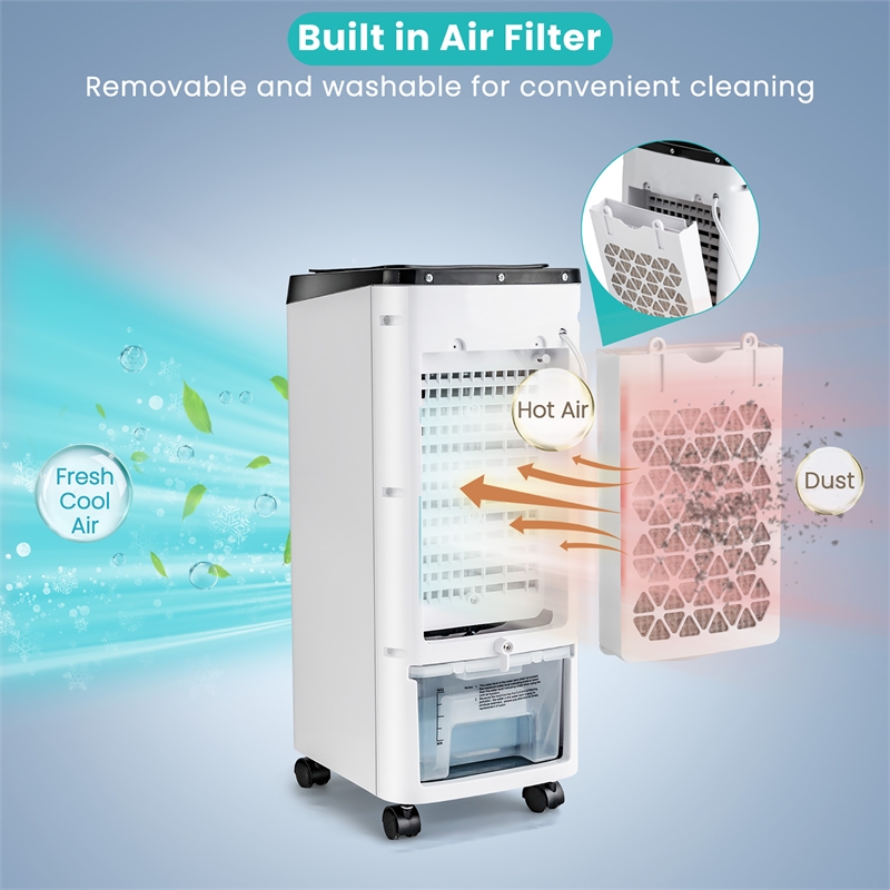 4 in 1 Evaporative Air Cooler with Fan and Humidifier Ice Packs White