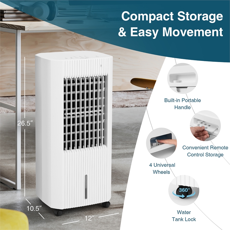 3 In 1 Evaporative Air Cooler with Humidifier and Fan Portable White
