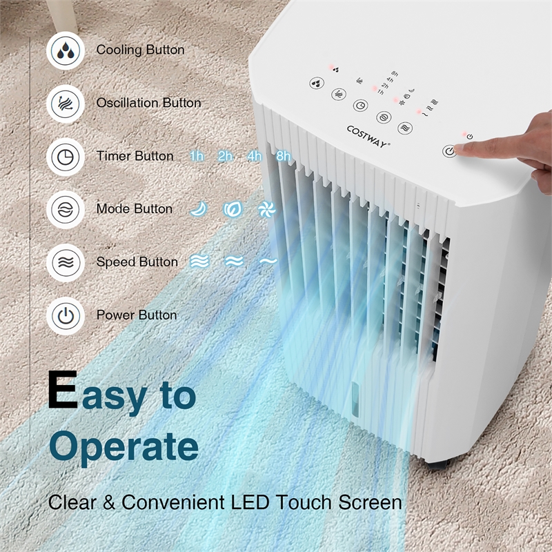 3 In 1 Evaporative Air Cooler with Humidifier and Fan Portable White