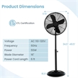16inch Standing Pedestal Fan with 3 Speed Settings Carrying Handle Black Black