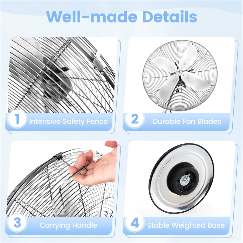 16inch Standing Pedestal Fan with 3 Speed Settings Carrying Handle SilverSilver