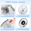 16inch Standing Pedestal Fan with 3 Speed Settings Carrying Handle SilverSilver