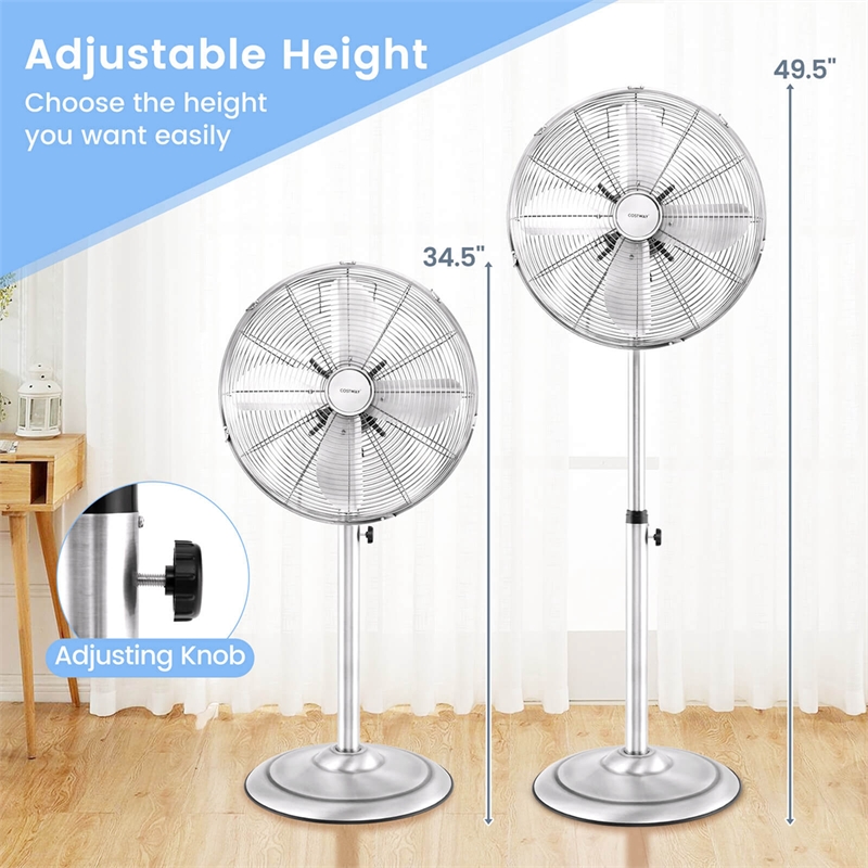 16inch Standing Pedestal Fan with 3 Speed Settings Carrying Handle SilverSilver