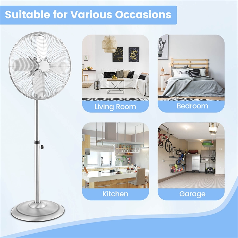 16inch Standing Pedestal Fan with 3 Speed Settings Carrying Handle SilverSilver
