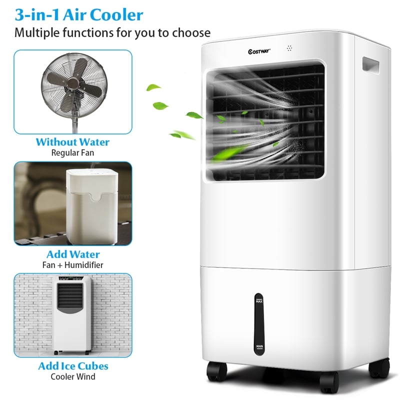 Evaporative Portable Air Cooler Fan with Remote Control 7.5 Timer White