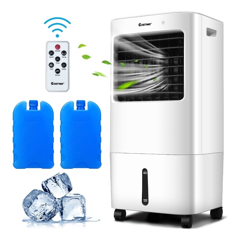 Evaporative Portable Air Cooler Fan with Remote Control 7.5 Timer White
