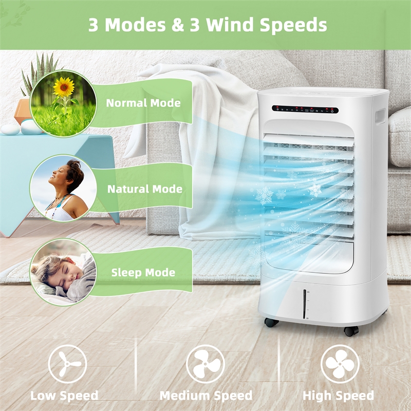 4 in 1 Evaporative Air Cooler Portable Humidifier with Timer White