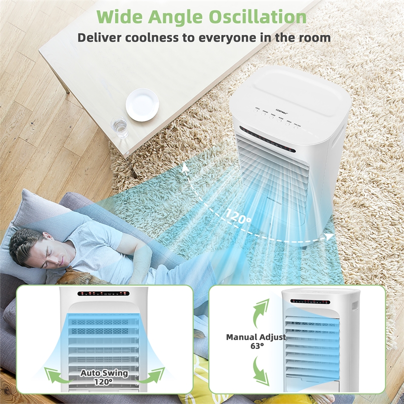 4 in 1 Evaporative Air Cooler Portable Humidifier with Timer White