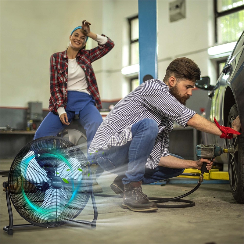 20 Inches High Velocity Floor Fan with 3 Powerful Speeds Black