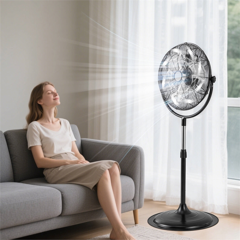 18inch High Velocity Standing Fan with 3 Speeds Tilt and Adjustable Height Black
