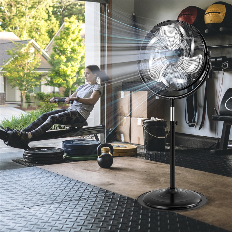 20inch High Velocity Standing Fan with 3 Speeds and Adjustable Height Black