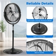 20inch High Velocity Standing Fan with 3 Speeds and Adjustable Height Black