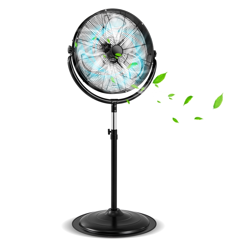 20inch High Velocity Standing Fan with 3 Speeds and Adjustable Height Black