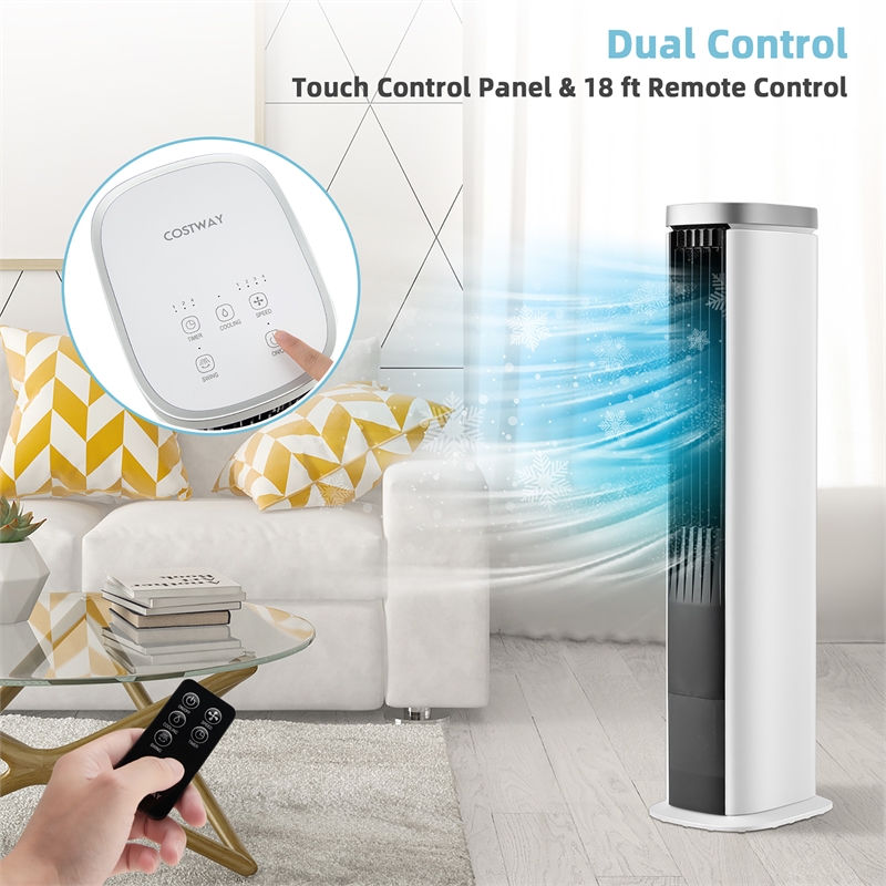 3 In 1 Portable Evaporative Air Cooler 40inch Bladeless Cooling Tower Fan White