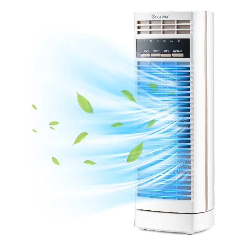 14inch Mini Oscillating Tower Fan Electric Desk Fan with 3 Speed and Timer White