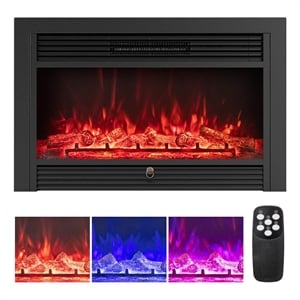 33inch Electric Fireplace Insert 750W Recessed Fireplace Heater Black